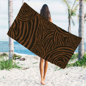 Khăn Tắm Biển Bằng Sợi Nhỏ Siêu Nhỏ Nhanh Khô Brown Circle Wave Art Nhẹ Dùng Cho Bơi Lội Cắm Trại Yoga - Khăn Tắm