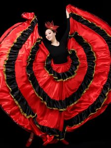 Váy Xòe Rộng Tây Ban Nha Cho Nữ Người Lớn Chân Váy Phong Cách Flamenco Váy Luyện Tập Trang Phục Múa Mở Màn Khiêu Vũ Sân Khấu