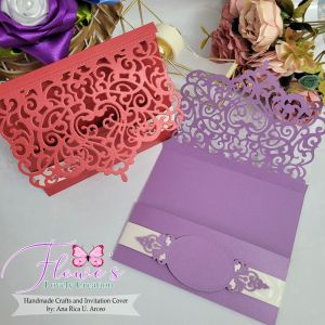 5x6inches Lace Pocketfold Invitation Cover for Wedding/Birthday/Debut