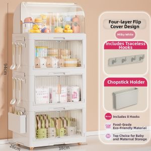 BW | Baby Feeding Utensils Storage Box Kitchen Drain Rack Dishwasher Safe Plastic No Drilling Required Nordic Style Storage Cabinet
