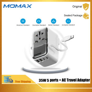 MOMAX Universal Travel Adapter PD 35W Fast International Power Adapter 3 USB C & 2 USB A Worldwide Travel Plug Adapter International Power Adapter for Europe USA Japan Australia (Type C/A/G/I)