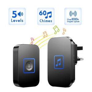 Malaysia 3pin Plug New Waterproof Wireless Doorbell Waterproof 300M Remote Dont Need Battery Self-Powered Door Bell Smart Door Bell 60 Chimes Door Ring Loceng Butang Pintu for Home Office