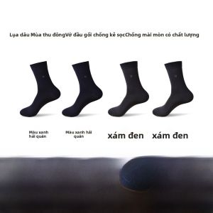 Tất Ống Giữa Bằng Lụa Tơ Tằm Pierre Cardin Dành Cho Nam Mùa Thu Đông Chống Mùi Tất Ống Giữa Không Có Xương Màu Đen Cỡ Lớn