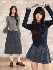 loveheynew | Áo Cardigan Len Sweet Cổ Tied Bow