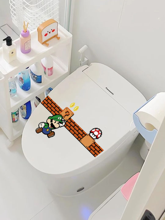 Mario%20Cartoon%20Bathroom%20Toilet%20Lid%20Decorative%20Waterproof%20Sticker%20Creative%20Cute%20Bathroom%20Decoration%20Cover%20up%20Ugly%20Paintings%20-%20Image%203