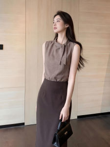 DANTING | Sleeveless Top and Midi Skirt Suit Elegant Summer Office Wear