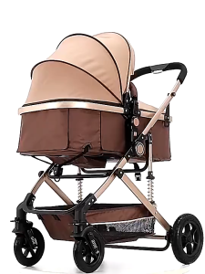 BEIGE รถเข็นเด็ก รถเข็นเด็กแรกเกิด พับได้ ที่นั่งขนาดใหญ่ สายรัดแบบ นั่ง/เอน/นอน เข็นหน้า-หลังได้