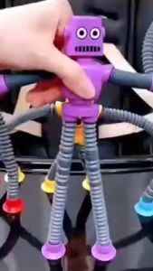 Stretching suction cup spaceman light up decompression robot toy boredom stretching tube puzzle soothing toys