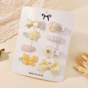 8 Cái/bộ Nơ Thời Trang Mini Barrette Kẹp Tóc Cho Bé Gái Hoa Tươi Phụ Kiện Tóc Bộ Quà Tặng Polyester Barrettes Cho Trẻ Em