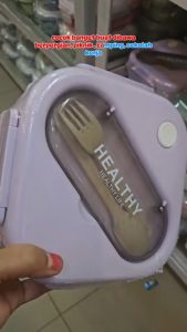 CS Kotak Makan Lunch Box Kotak Bekal 3 Sekat Tahan Panas Free Sendok Dan Garpu Kotak Makan Anak BPA FREE