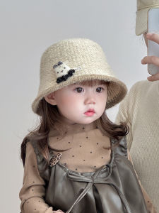 Cute Knitted Woolen Bucket Hat for Children Warm Windproof Fisherman Hat Baby Girl Winter Fashionable Animal Pattern Cap