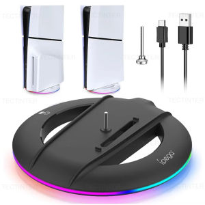 Tectinter | RGB Vertical Cooling Stand For PS5 Slim/PS5 Pro Console Anti-Slip Base Bracket Holder Bracket for PlayStation 5 Game Accessories