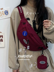 กระเป๋าคาดอกผู้ชายสีไวน์แดงสำหรับผู้หญิงกระเป๋าใส่โทรศัพท์มือถือแฟชั่นสุดเท่แบบอินสตาแกรมแบบใหม่ปี2023กระเป๋าสะพายข้างสำหรับการเดินทางนิชแบรนด์สำหรับนักเรียน