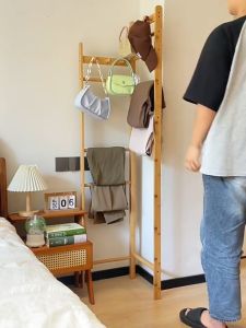 LACCOHUG Bamboo Corner Clothes Rack 37/45CM Bedroom Gantung Baju Hanging Stand Cloth Rack