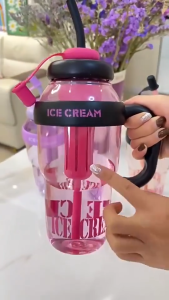 1300ml Water Tumbler with Straw Large Capacity Water Bottle Plastic Water Cup with Tea Strainer