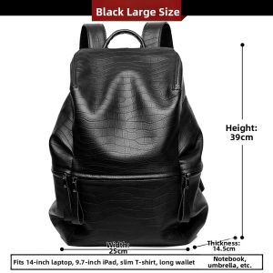tanmesso | Leather Mens Backpack Large Capacity Business Travel