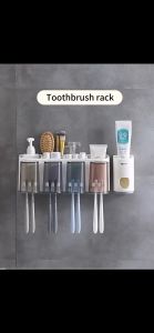 IRhea Toothbrush holder with toothpaste dispenser squeeze toothpaste Storage