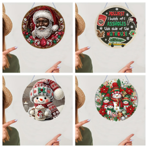 ชุดอุปกรณ์เพ้นท์เพชรธีมคริสต์มาสแบบ DIY 1 ชุด พร้อมจี้อะคริลิคสำหรับตกแต่งประตู เหมาะสำหรับตกแต่งสวน