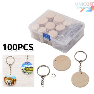 100Pcs Natural Wood Slices Keychain Blank Predrilled Log Discs Personalized Engrave Diy Crafts [COD][Ready Stock]