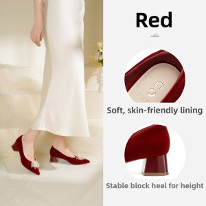 Josiny | Red Bridal Comfortable Two-Way Wear High Heels