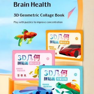 Sticker Children 3D Three-Dimensional Geometry Collage Paper Book 3 to 6 Years Old Concentration Boys and Girls Kindergarten Toys 3D几何拼贴画图书