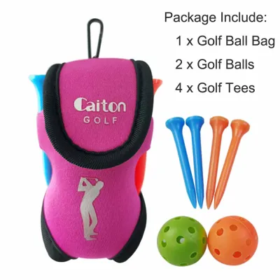 Golf Ball Waist Bag with 2 Balls and 4 Tees Set Portable Golf Ball Storage Bag Holder Golfer Mini Waist Pouch Pack