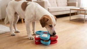 2 Spinning Layers Dog Puzzle Toy Slow Feeder Interactive Increase Dogs Food Puzzle Feeder Toys for IQ Training Mental Enrichment