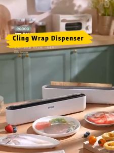 Ecoco Cling Wrap Plastic Roll with Slide Cutter for Food Aluminum Foil Dispenser with 50 Meters Cling Film Included