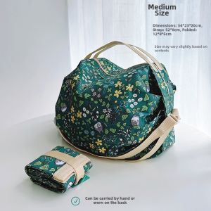 Cute Foldable Accordion Pleated Cloth Bag Eco-friendly Shopping Bag Dual-Shoulder Parent-Child Small Backpack Handbag Multi-functional