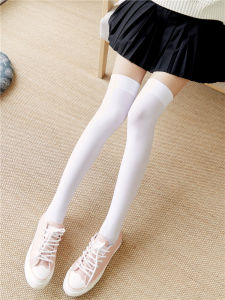 White over Knee Long Tube Socks Thin Black Silk Anti-Slip Pure Desire White Silk JK Socks Women Leggings Mid-Calf Socks