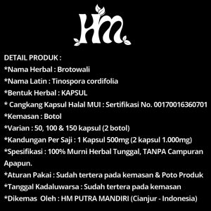 Herbal Murni - BROTOWALI Isi 50 100 150 Kapsul bratawali akar ali ali patrawali alami asli original