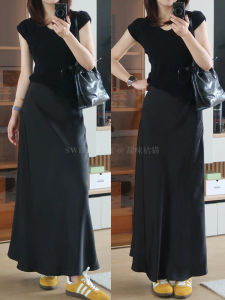 Váy Đuôi Cá Acetate Cạp Cao Dài Vừa Phải Thời Trang Xuân Thu Mới Cho Nữ Cỡ Lớn Váy Công Sở Chữ a Màu Trơn