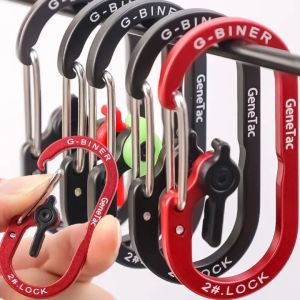 Backpack Carabiner with Lock Anti-Theft Keychain Outdoor Camping Hiking Aluminum Alloy Snap Clip Hook DIY Quick Hanging Buckle Climbing Tool