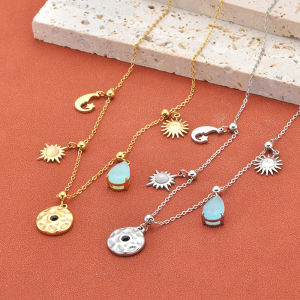 Lokaer 316L Stainless Steel Sun Star Monn Pendant Necklace For Women 18K PVD Plated Waterproof Fashion Chain Jewelry Gift N26008