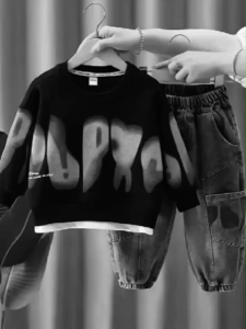 Setelan Baju Anak Laki-laki Denim Panjang Sweater Desain Kekinian Usia 1-5 Tahun