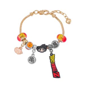 Bandai | Gold Plated Anime Dragon Charm Bracelet Beaded Design Birthday Gift for Teenage Fans Jewelry Accessory