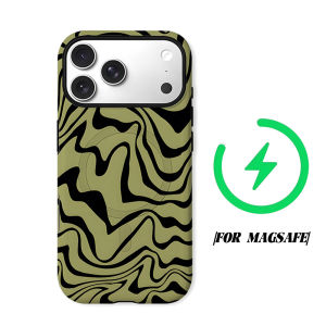 BILIBILI | Olive Liquid Marble Phone Case for iPhone 18 17 16 15 14 13 12 11 Air Pro Max Plus Double-layer Cover