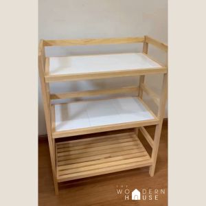 The Woodern House ชั้นกระเบื้องไม้ยางพารา อเนกประสงค์ ที่วางของในครัวรุ่น Happy คละสี