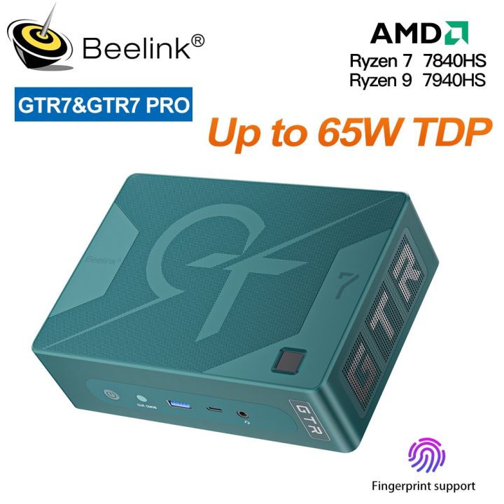 Beelink GTR7 Gaming Mini PC Ryzen 7 7840HS Up to 65W TDP Radeon 780M Dual USB4 Dual Lan Port 4 Display Win 11 Desktop Mini Computer