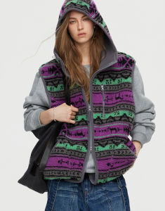 ULD | Fare Island Dual-sided Soft Fleece Hooded Zipper Vest