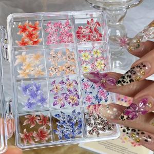 20/50/60/72 3D Spotted Flower Halloween Nail Charms Leopard Print Hawaii Hibiscus Lily Nail Art Decorations DIY Nails Supplies 1
