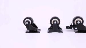 1.5-inch Gold Diamond Black Industrial Casters Flat Base Directional Rolling Wheels with Brake Swivel【COD】