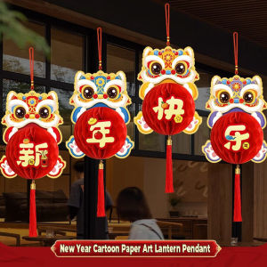 Phim hoạt hình con giáp ngựa tổ ong đèn lồng đồ trang trí treo Lễ Hội Mùa Xuân phước lành món quà 2026 Trung Quốc năm mới Lion Dance nghệ thuật giấy Lantern pendant
