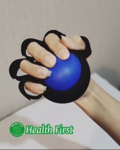 ลูกบอลบีบบริหารมือ - บอลยางบริหารมือ แบบบีบมีสายรัดนิ้ว ออกกำลังกายมือและข้อ