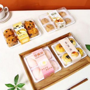Small Pastry Box Egg Yolk Cream Puff Square Cake 4 Pieces 6 Grids Mooncake QingTuan Crab Mini Box Western Pastries Packaging
