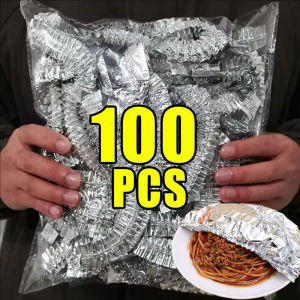 YESPERY 100Pcs Food Grade Aluminum Foil Food Cover Heat Preservation Microwave Safe Keep Meals Warm Kitchen Gadgets