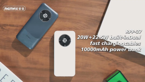 CCC Certificate Remax 20000mAh power bank with 2 Cables Super Fast Charging 20W + 22.5W built-inDual fast charging cables