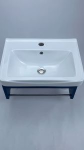 ชุดอ่างล้างหน้า อ่างล้างมือ วัสดุเซรามิค กระจกทรงเหลี่ยม พร้อมชั้นวางของ มีให้เลือก3ขนาด 4350 และ 60 ซม