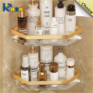 Bathroom Shelf Kitchen Storage Organizer: Acrylic Shampoo Racks & No Drill Storage Shelves