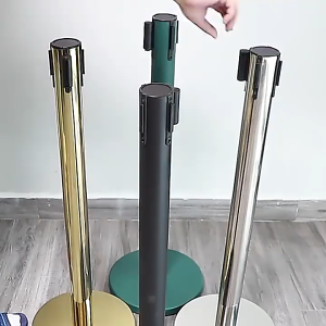 Sydneywind-เสากั้นทางเดินดึงกลับ เสากั้นทางเดินดึงกลับ เสากั้นทางเดินสแตนเลส เสากั้นคิว เสาสแตนเลส เสากั้นทางเดิน เสาต่อคิว สีแดง ดำ สายยาว 2PCS